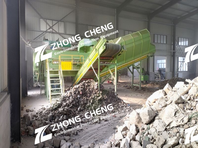 Construction waste type screening machine