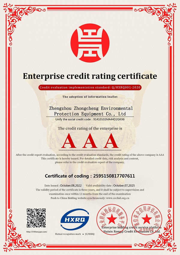 Enterprise credit rating certificate